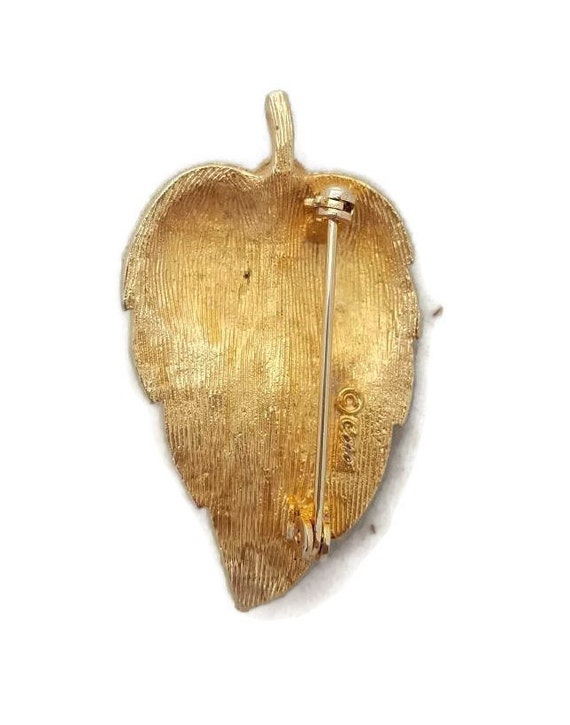 Coro Brooch Leaf Pearl Rhinestone Brooch For Wedd… - image 5