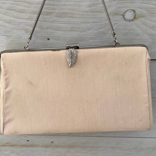 1960s Evening Bag Clutch Purse Peach Pink Clutch Top Handle Handbag Clutches For Women Girls, Clutches for Wedding or tea parties