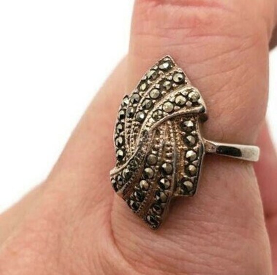 Art Deco Sterling Silver & Marcasite Vintage Ring - Etsy