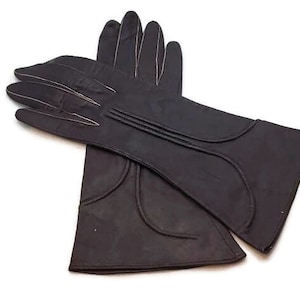 Leather Gloves Vintage, Irelands Make, Washable, Leather Gloves, Black, Long Black Kid Leather Gloves, For Women, Vintage, Size 6 1/2