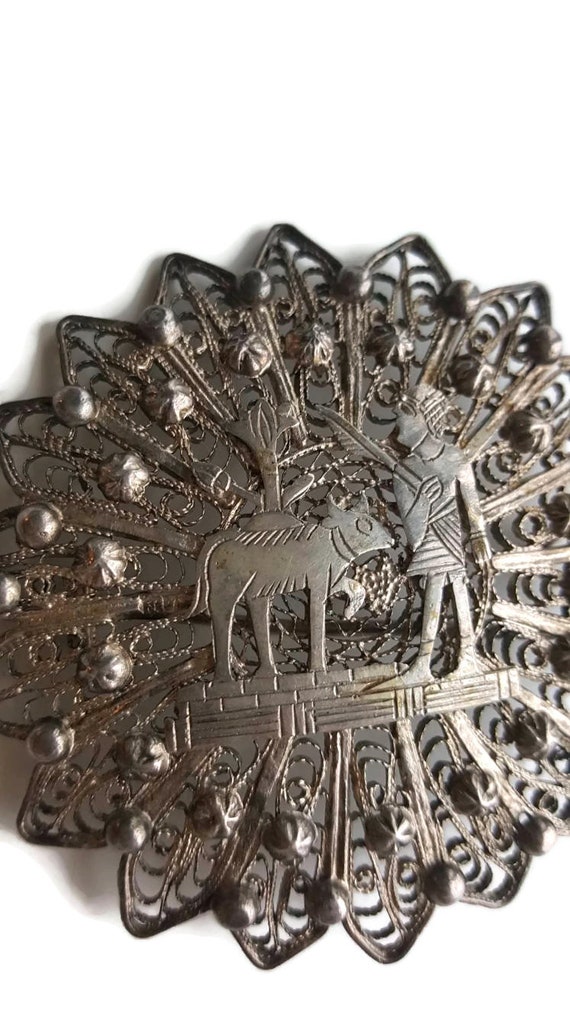 Rare Antique Egyptian Brooch from 1920s Silver Fi… - image 7