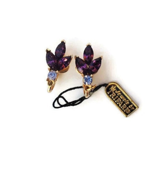 Vivid Purple CZ Stone Bridal Long Tassel Leaf Charm Fashion Earrings Ear  Jewelry | eBay