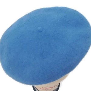 French Beret Hat For Women Vintage Blue Wool Beret Hat For Winter image 2