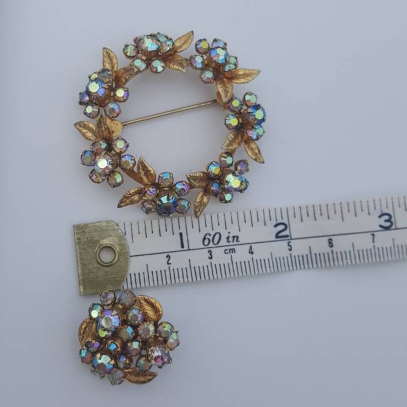 Jewelry Weiss CO N.Y. WEISS Jewelry Set Weiss Crystal Wedding Jewelry Vintage Bridal Jewelry Brooch Rhinestone Earrings Floral