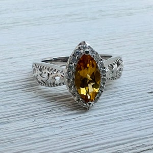 Imperial Topaz Sterling Silver Rings Vintage Womens Rings, Rings, Rings For Women, Size 6 Ring,  Art Deco Jewellery
