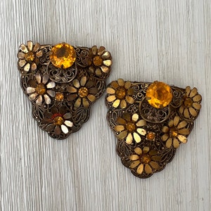 Antique Ornate Fur Clips, Set of Two Scarf, Dress Clip, Pins for Fur, Scarfs or Dresses, Ornate Rhinestone 1920s Accessories For Women