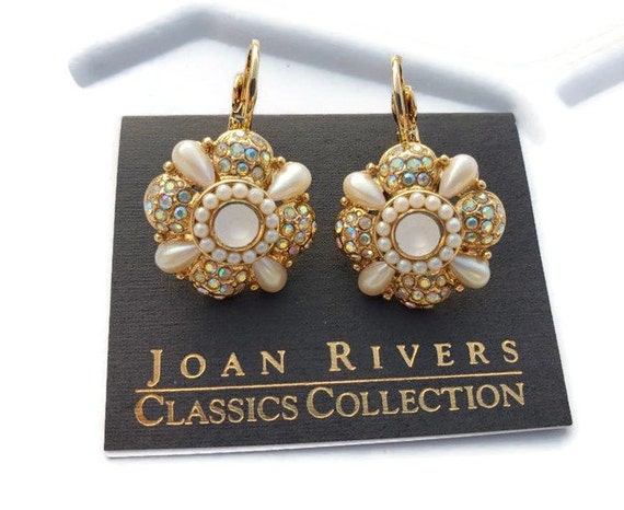 Pearl Crystal Drop Earrings Joan Rivers Earrings V