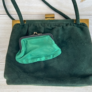 Vanity Square Made in the USA Velour Purse Bag with coin purse, Vintage Handbags 1960s, Velour Bag, Carpet Bag Purse, Vintage Purses