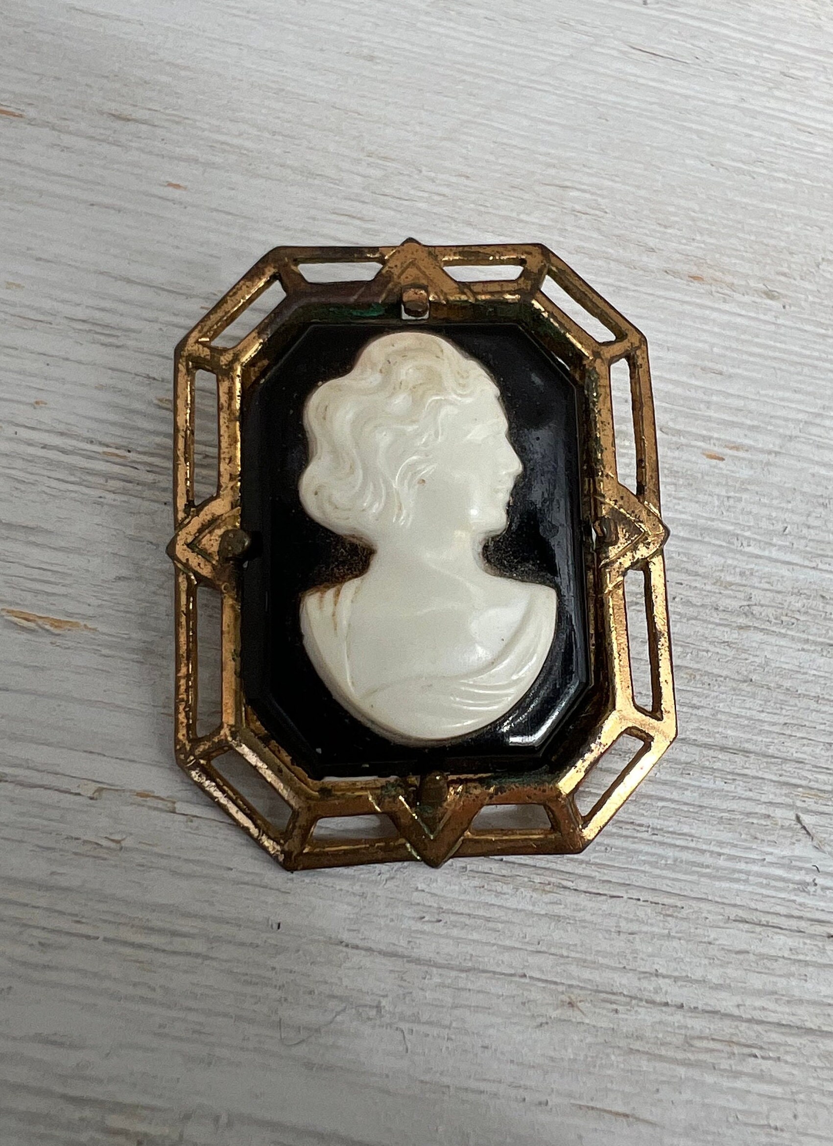 Broche Ancienne Camée En Or 18K Début 1900 - Authentique Et En Excellent état