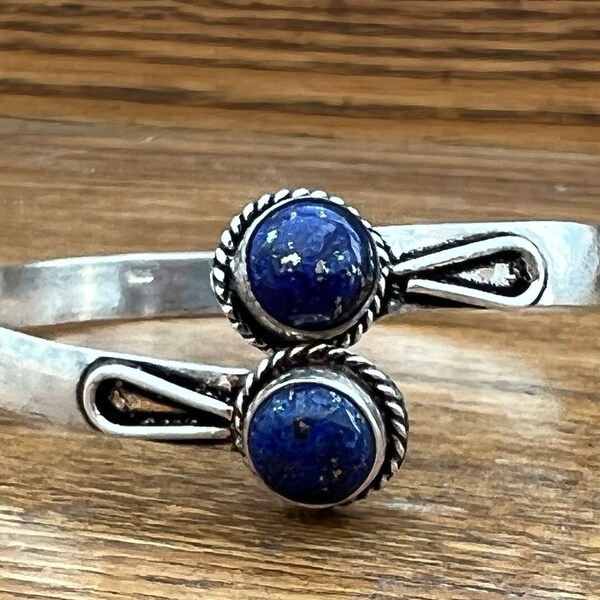 Antique Blue Lapis Lazuli Bracelet Vintage Adjustable Cuff Bracelet 925 Silver Blue Lapis Jewelry Antique Gifts For Her