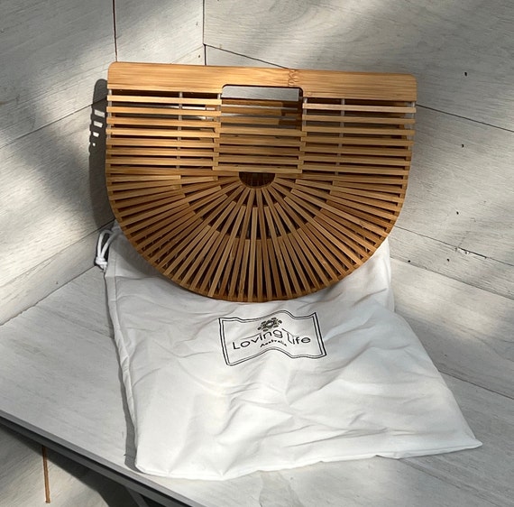Unique Rattan Handbag Bag, Wood Handled Purse Bag… - image 3