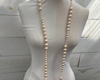 Extra Long Pearl Necklace Vintage For Layering Beaded Necklace, Long Necklaces, Long Gatsby Pearl Necklace, Pearls For Layering