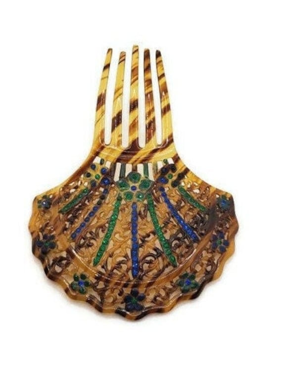 Curved Hair Comb Antique Wedding Hair Accessories, Blue  display picture 2