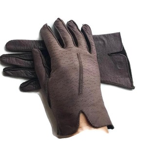 Deer Skin Leather Gloves Vintage Size 7 1/2 Ladies Leather Gloves Brown Gloves For Fall Riding Gloves Driving Gloves For Women