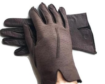 Deer Skin Leather Gloves Vintage Size 7 1/2 Ladies Leather Gloves Brown Gloves For Fall Riding Gloves Driving Gloves For Women