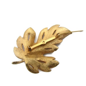 Vintage Brooch Gold Leaf BSK Brooch Pin Harvest Jewelry For Fall Oak Leaf Pin 1970s Jewelry Antique Jewelry leaf brooches image 5