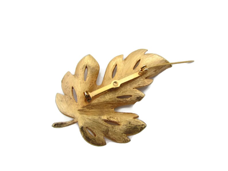 Vintage Brooch Gold Leaf BSK Brooch Pin Harvest Jewelry For Fall Oak Leaf Pin 1970s Jewelry Antique Jewelry leaf brooches image 5