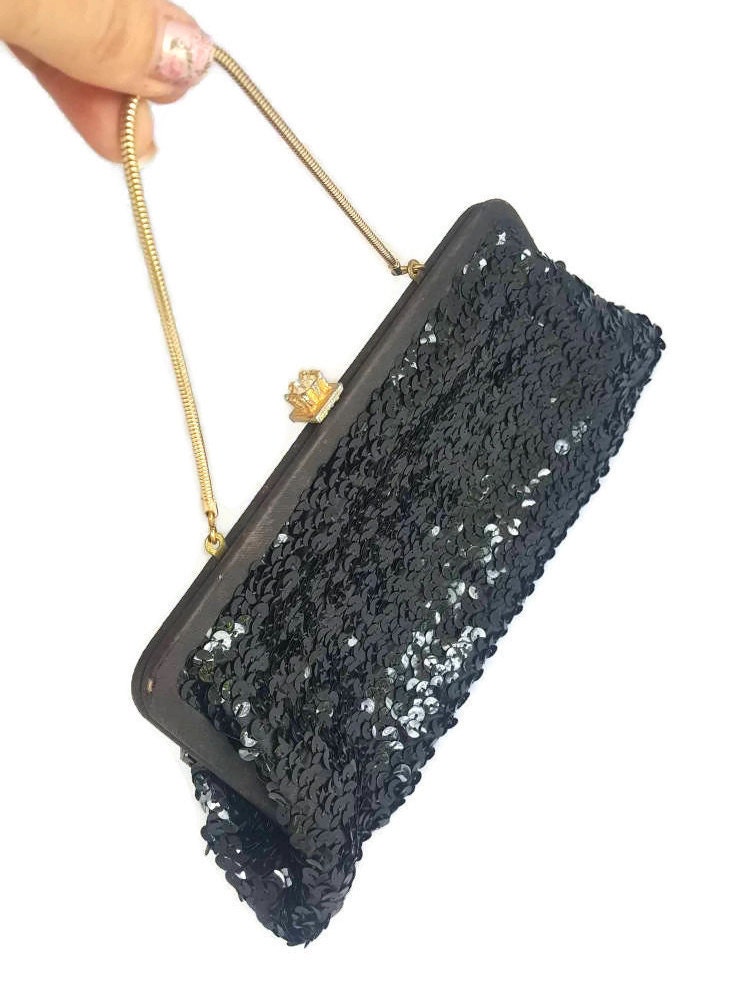 black sequin clutch