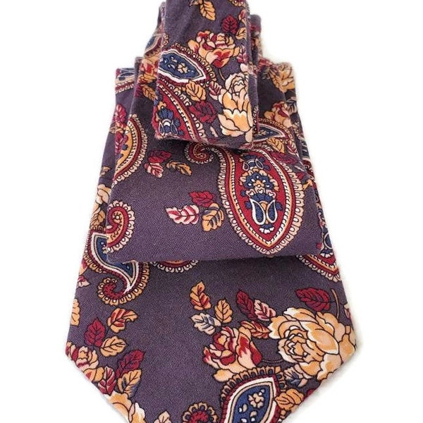 Don Loper Beverly Hills Necktie Vintage 1980s Purple Paisley Designer Ties Neckties for Men or Women