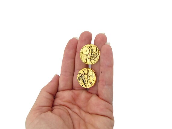 Cuff Links Cufflinks Vintage Gold Bulova Rubies M… - image 5