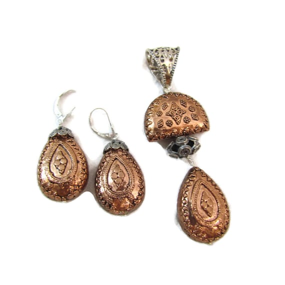 925 Jewelry Set, Moroccan, Pendant for Necklace, Dangle Earrings, Sterling  Jewelry, Bronze, Ornate Jewelry, for Women, Gifts for Her 