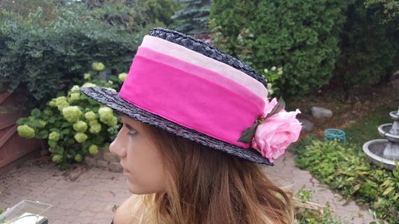 Floral Sun Hat, Tea Party Hat, Hats, Women, Black… - image 7