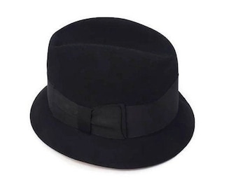 Vintage Dobbs Hat Black Wool Fedora Hat Stetson, Womens or Men's Fedora Hat Size 7 Black Fedora Hats Stetson Hats Gifts For Him