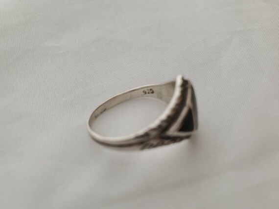 Black Onyx Ring Sterling Silver Rings, Vintage Ri… - image 8