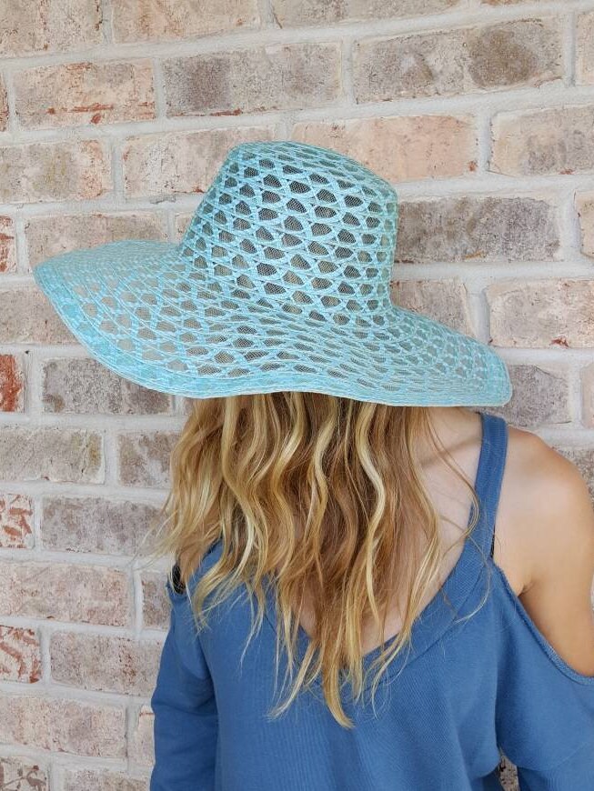 Floppy Hat, Teal Blue Hat, Floppy Sun Hat, Floppy Straw ...
