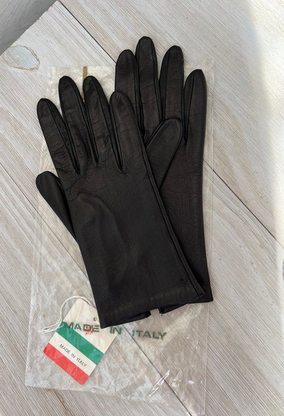 Vintage Real Kid Leather Gloves from Italy, Size 7
