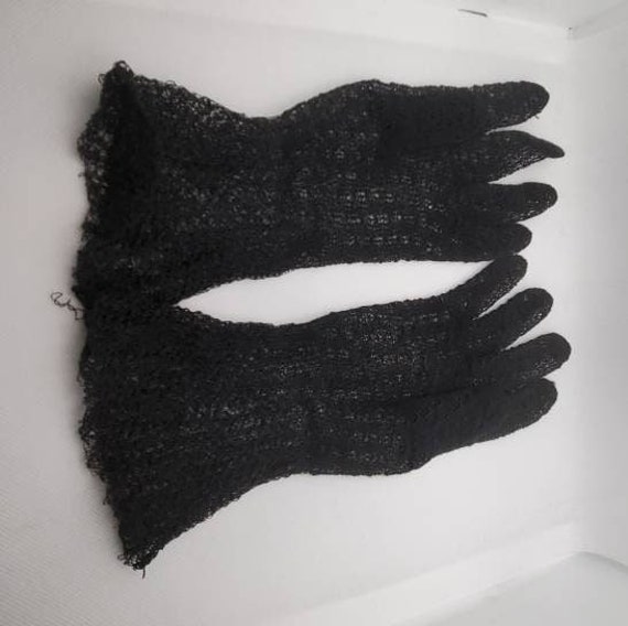 Black Crocheted Gloves, Victorian Gloves, Gloves,… - image 4