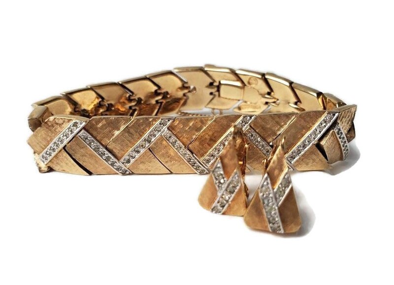 Panetta Jewelry Signed Gold Faux Diamond Bracelet and
