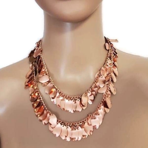 Graziano Necklace Vintage Jewelry Copper Necklaces For Layering Dangle Fringe Necklaces