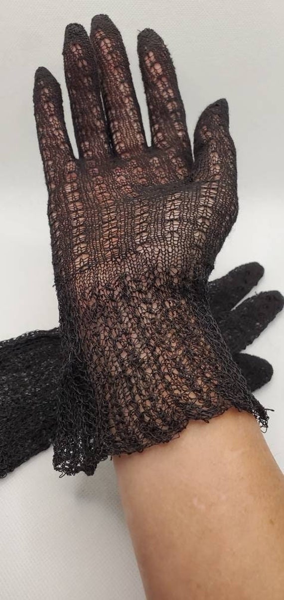 Black Crocheted Gloves, Victorian Gloves, Gloves,… - image 2