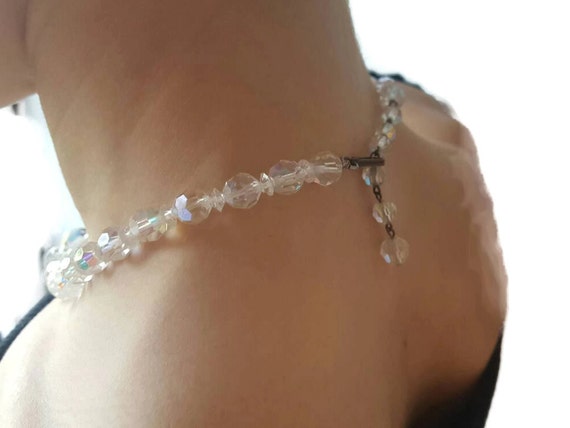 Vintage Leaded Crystal Necklace Rainbow Sparkle N… - image 5