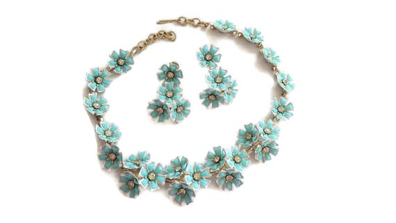 Floral Choker Necklace, Blue, Necklaces, Choker Ne