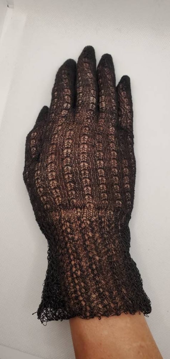 Black Crocheted Gloves, Victorian Gloves, Gloves,… - image 3