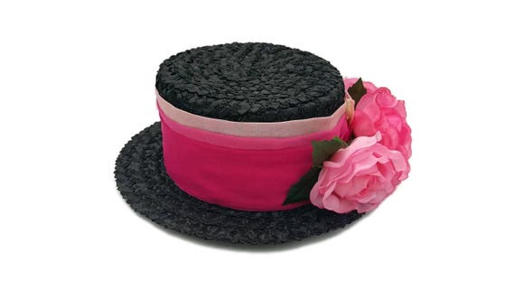 Floral Sun Hat, Tea Party Hat, Hats, Women, Black… - image 8