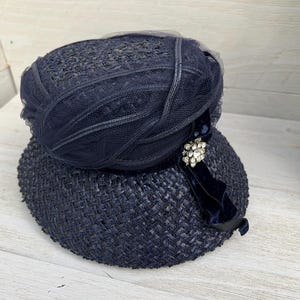 Cloche Hat Straw Cloche Hat Tea Party Hats For Women Blue Navy Flapper Hat Vintage Hats For Girls Ladies Hats Downton Abbey Garden Party