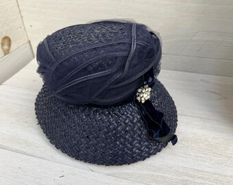 Ancienne Paille Bleue Pour Confection De Chapeaux - 10 Mètres - Style Années 30 - Parfait état