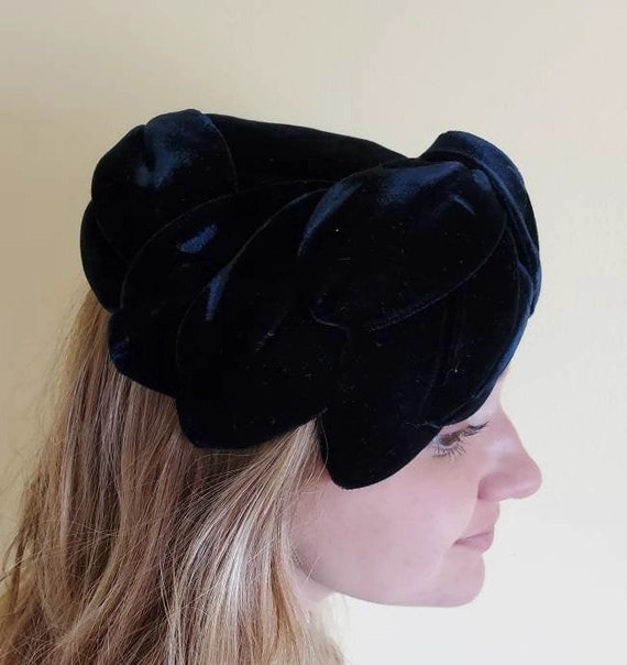 Navy Blue Velvet Hat Womens Hats 