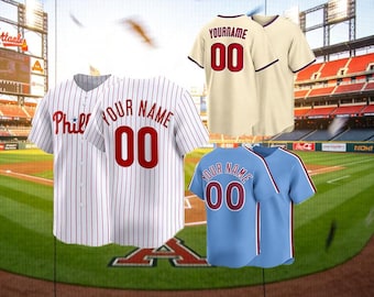 Personlig Phillies vit basebolltröja, anpassat namnnummer, herr- och ungdoms polyester vit Major League basebolltröja anpassad
