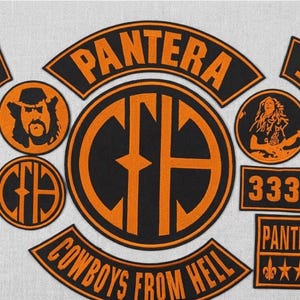 Pantera Embroidered Patch Set | Cowboys From Hell Back Patch Kit | Custom Biker Vest & Jacket Patches | Iron On Patch | Personalized Gift