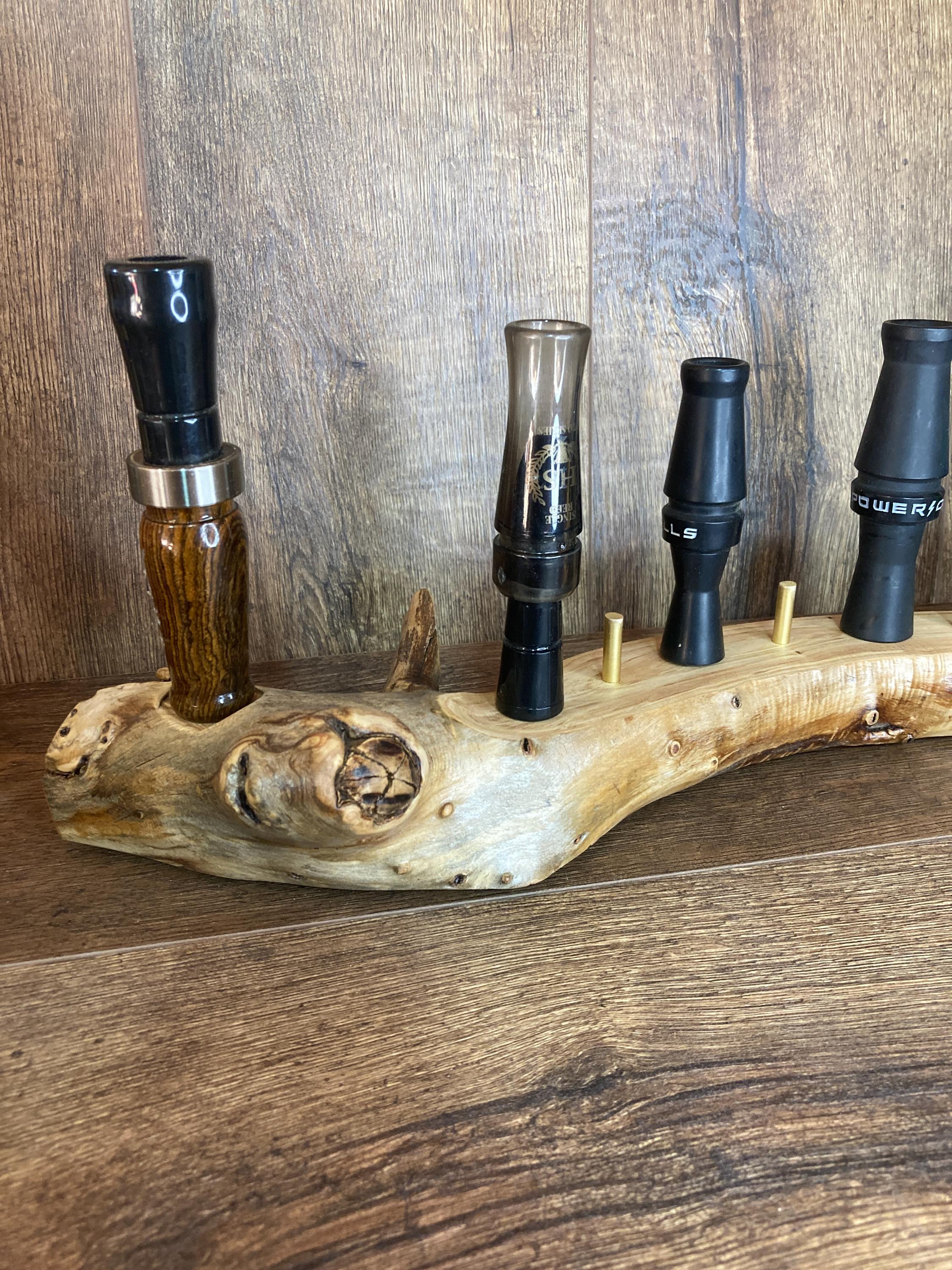 Wood & Brass Duck and Goose Call Display. Live Edge Rustic Waterfowl ...