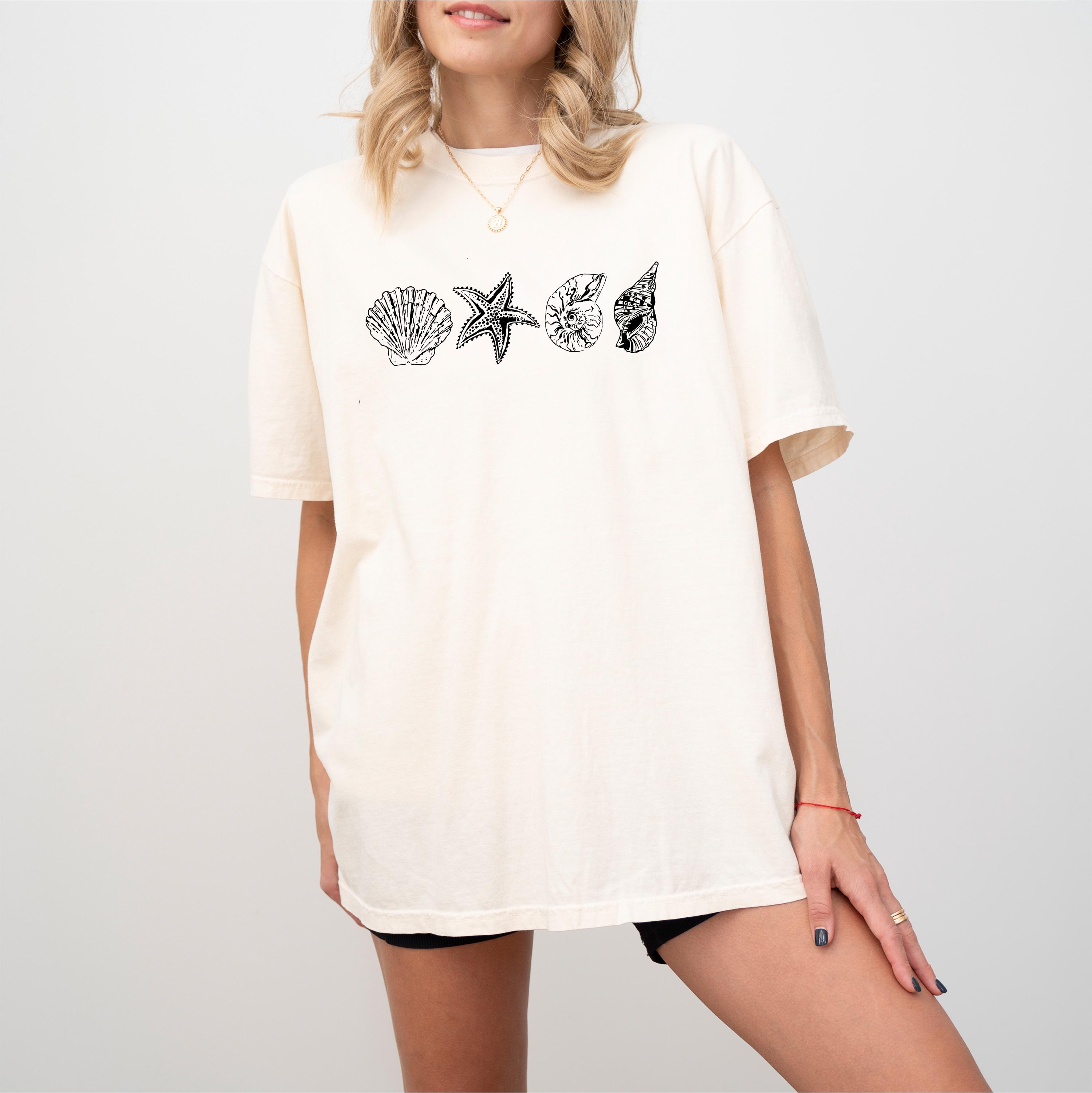 Shell Style Shirt Comfort Colors® Seashell Shirt, Coastal Aesthetic Tee, Beach Lover T ...