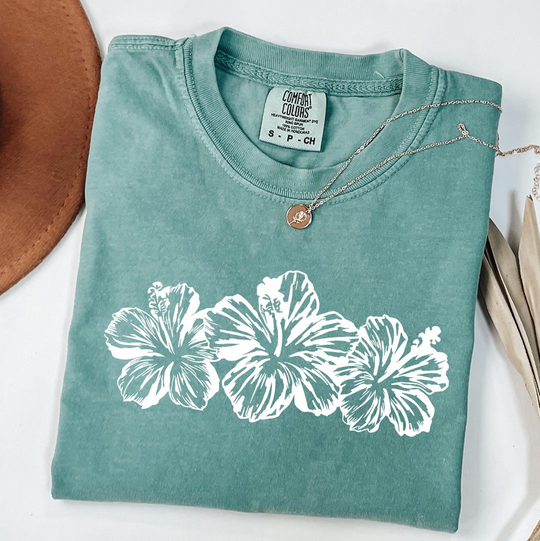 Comfort Colors® Hibiscus Flower Shirt, Tropical Floral Tee, Hawaii Flower Shirt, Summer Be