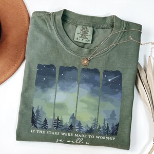 Comfort Colors® Starry Forest Graphic T Shirt, Night Sky Nature Design, Vintage Washed Outdoor Top image 10