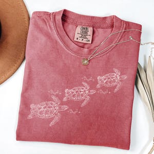 Comfort Colors® Sea Turtle Graphic T Shirt, Ocean Inspired Minimal Design, Vintage Washed Coastal Top image 8
