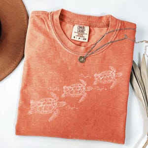 Comfort Colors® Sea Turtle Graphic T Shirt, Ocean Inspired Minimal Design, Vintage Washed Coastal Top image 6
