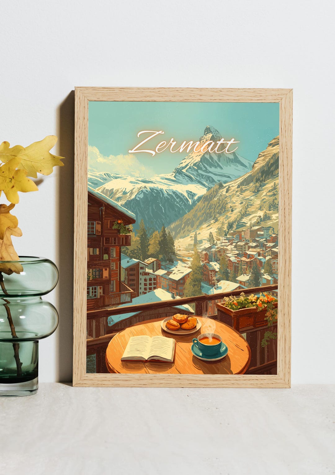 Zermatt Travel Poster | Cosy Switzerland Print | Matterhorn Gift | Ski ...